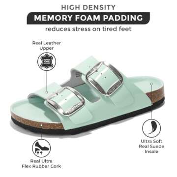 Project Cloud Genuine Leather Flat Sandals Comfortable Beach Essentials Womens Sandals Memory Foam V...