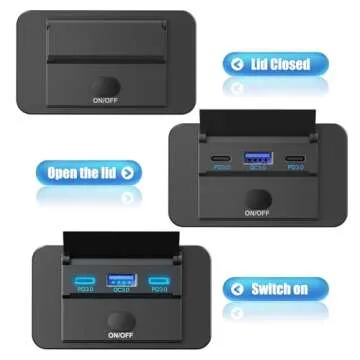 2 Pack 12V USB Outlet Surface Mount Lightweight, Dual USB C 30W and QC 18W Car USB Port 12 Volt USB Cigarette Lighter Replacement Charger Socket Panel with Button Switch for RV Bus Marine Motorcycle