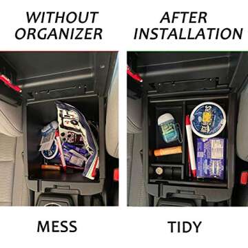 JKCOVER Center Console Accessory Organizer Compatible with Toyota Tacoma 2016 2017 2018 2019 2020 2021 2022 2023, ABS Material Box Insert Tray (Black trim)