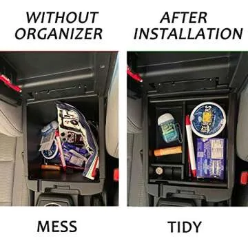 JKCOVER Center Console Accessory Organizer Compatible with Toyota Tacoma 2016 2017 2018 2019 2020 2021 2022 2023, ABS Material Box Insert Tray (Black trim)