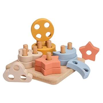 bopoobo Silicone Stacking Toys Montessori Toys for 1 to 3 Montessori Teether Toys for Toddler Early Educational Shape Color Recognition Stacker Shape Sorter Block Montessori