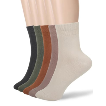 FGZ Women's Thin Cotton Socks - Soft Casual Crew Socks, 5-Pack (Multicolored)