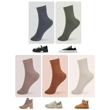 Soft FGZ Women's Cotton Crew Socks - 5 Pack Multicolored