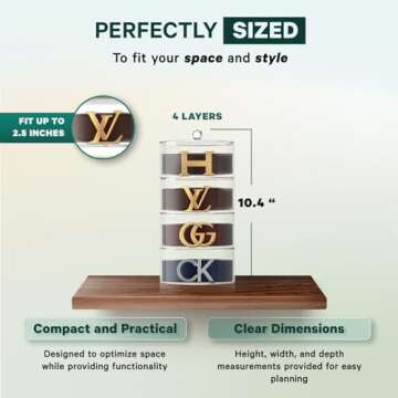 STUDIOMYO Acrylic Belt Organizer, 4 Layers Belt Organizer, Transparent Closet Accessories Organizer ...