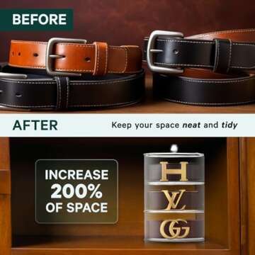 STUDIOMYO 4-Layer Acrylic Belt Organizer for Closet