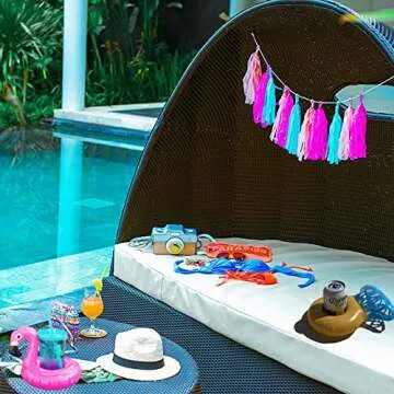 iShyan Inflatable Drink Holder 5 Pack Ring Pool Float Drink Holders Cup Floaties for Summer Pool Party