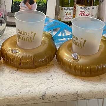 iShyan Inflatable Drink Holder 5 Pack Ring Pool Float Drink Holders Cup Floaties for Summer Pool Party