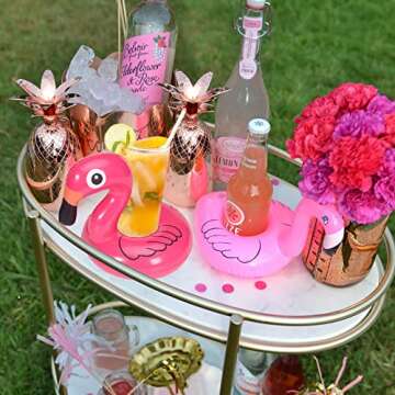 iShyan Inflatable Drink Holder 5 Pack Ring Pool Float Drink Holders Cup Floaties for Summer Pool Party