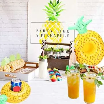 iShyan Inflatable Drink Holder 5 Pack Ring Pool Float Drink Holders Cup Floaties for Summer Pool Party