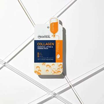 Mediheal Official [Korea's No 1 Sheet Mask] - 10 Pack Collagen Essential Lifting & Firming Mask/Collagen & Peptides & Beta Glucan Contained Anti-Wrinkle and Soothing Facial Mask Sheet