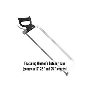 Weston Butcher Meat and Bone Saw with Stainless Steel Serrated Quick Release Handle, 25 Inch Blade