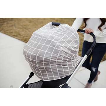 Baby Car Seat Cover Canopy and Nursing Cover Multi-Use Stretchy 5 in 1 Gift "Midway" by Copper Pearl