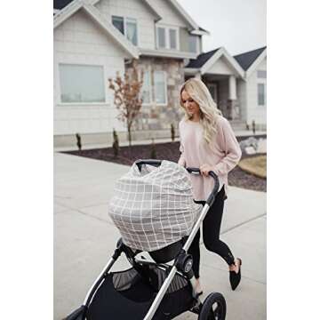Baby Car Seat Cover Canopy and Nursing Cover Multi-Use Stretchy 5 in 1 Gift "Midway" by Copper Pearl