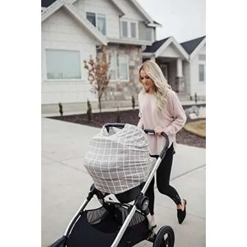 Baby Car Seat Cover Canopy and Nursing Cover Multi-Use Stretchy 5 in 1 Gift "Midway" by Copper Pearl