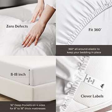 1000 Thread Count Best Bed Sheets 100% Egyptian Cotton Sheets Set - Bright White Long-staple Cotton King Sheet For Bed, Fits Mattress Upto 18'' Deep Pocket, Soft & Silky Sateen Weave Sheets