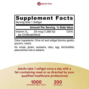 Jarrow Formulas® Vitamin D3 25 mcg, Dietary Supplement, Bone and Joint, Support for Immune Health a...