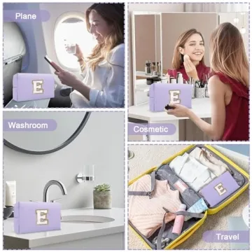 Personalized Preppy Makeup Bag Small Purple Organizer