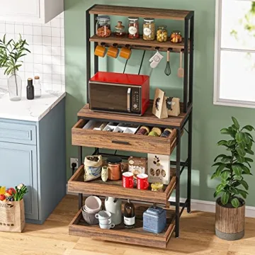 Stylish LITTLE TREE Kitchen Baker’s Rack with Power Outlets