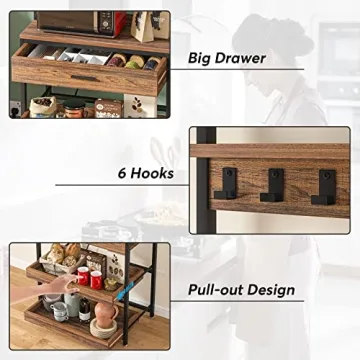 Stylish LITTLE TREE Kitchen Baker’s Rack with Power Outlets