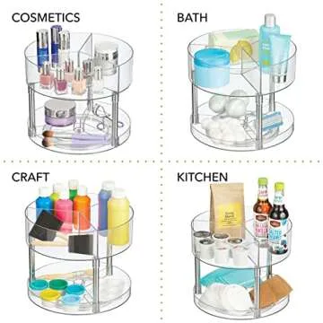 mDesign 2-Tier Lazy Susan Turntable for Easy Kitchen Organization