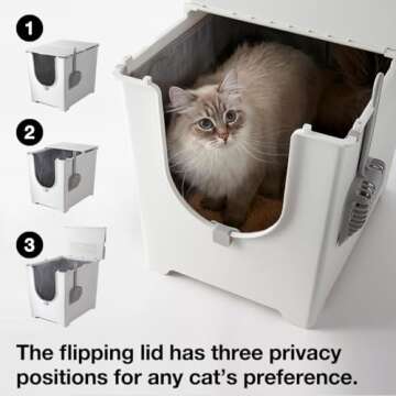 Modkat Flip Litter Box, 3 Lid Positions, Tall Seamless Base, Reusable Litter Liner, Litter Scoop - White