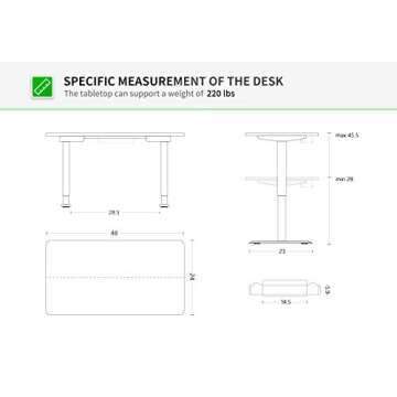 FAMISKY Height Adjustable Standing Desk, 48x 24 Inch Electric Stand up Home Office Table, Sit Stand Desk Computer Workstation with Splice Board, Black Frame & Oak Wood Desktop