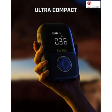 Fanttik X8 Portable Tire Inflator, Lightweight for Motorcycle tire, Cordless Air Compressor Pump, Rechargeable Battery, 150PSI with Digital Screen and LED for E-Bike, Bicycle, Car