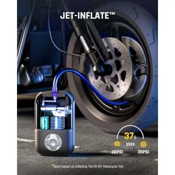 Fanttik X8 Portable Tire Inflator, Lightweight for Motorcycle tire, Cordless Air Compressor Pump, Rechargeable Battery, 150PSI with Digital Screen and LED for E-Bike, Bicycle, Car