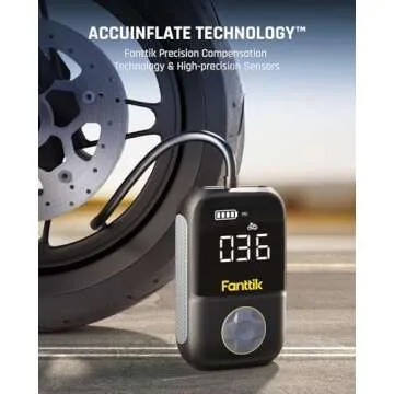 Fanttik X8 Portable Tire Inflator, Lightweight for Motorcycle tire, Cordless Air Compressor Pump, Rechargeable Battery, 150PSI with Digital Screen and LED for E-Bike, Bicycle, Car