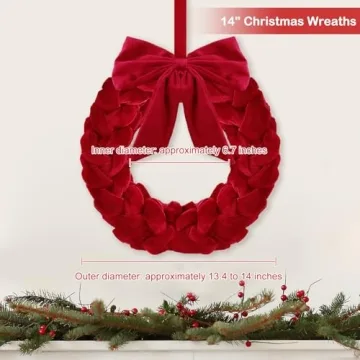 Heytimi Velvet Wreath Christmas Decor for Front Door