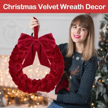 Heytimi Velvet Wreath Christmas Decor for Front Door