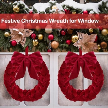Heytimi Velvet Wreath Christmas Decor for Front Door