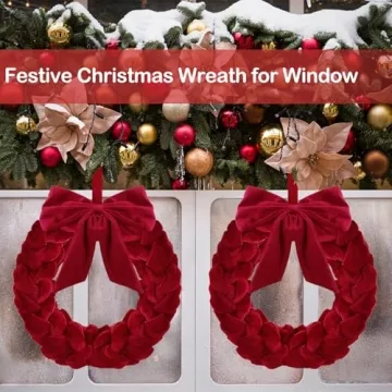 Heytimi Velvet Wreath Christmas Decor for Front Door