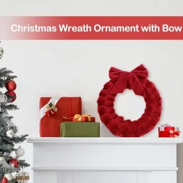 Heytimi Velvet Wreath Christmas Decor for Front Door