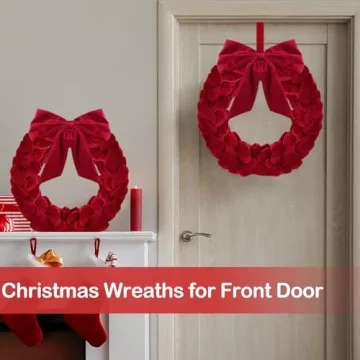 Heytimi Velvet Wreath Christmas Decor for Front Door