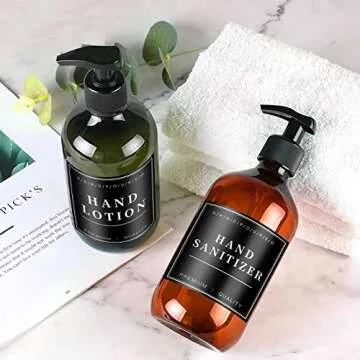 24PCS Waterproof Labels for Glass or Plastic Bottles, Bathroom Hand Soap Shampoo Dispenser Label Stickers, Removable Cleaning Labels for Soap, Lotion, Shampoo and Conditioner (3"x3")