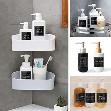 24PCS Waterproof Labels for Glass or Plastic Bottles, Bathroom Hand Soap Shampoo Dispenser Label Stickers, Removable Cleaning Labels for Soap, Lotion, Shampoo and Conditioner (3"x3")