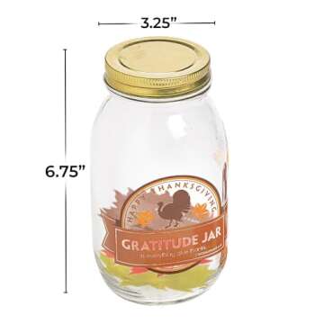Thanksgiving Gratitude Mason Jar with 48 paper leafs - Home Decor