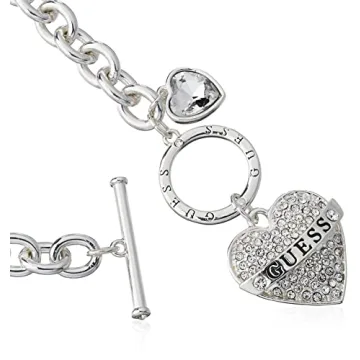 GUESS Women's Silver Logo Charm Necklace