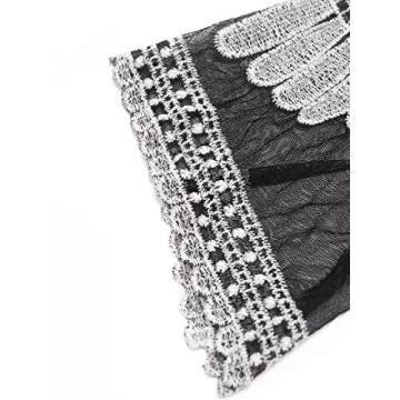 CUPSHE Women's Lace Mesh Sheer Embroidered Cardigan Floral Bathing Suit Cover Up, Black