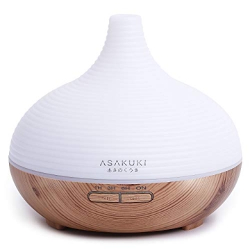 ASAKUKI 300ML Premium, Essential Oil Diffuser, Quiet 5-in-1 Humidifier, Natural Home Fragrance Diffuser with 7 LED Color Changing Light and Easy to Use