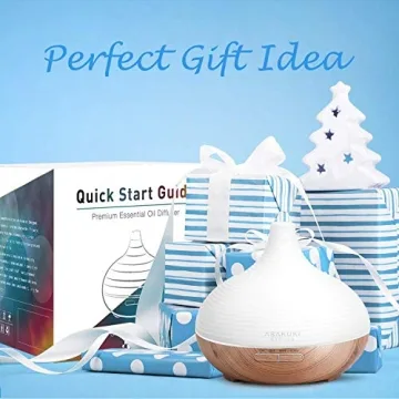 ASAKUKI 300ML Premium, Essential Oil Diffuser, Quiet 5-in-1 Humidifier, Natural Home Fragrance Diffuser with 7 LED Color Changing Light and Easy to Use