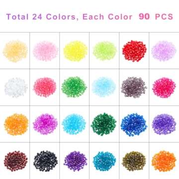 PH PandaHall 2160pcs 6mm Crystal Beads Bicone Bracelet Beads Faceted Acrylic Beads 24 Colors Rainbow...
