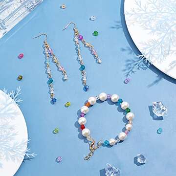 PH PandaHall 2160pcs 6mm Crystal Beads Bicone Bracelet Beads Faceted Acrylic Beads 24 Colors Rainbow Loose Craft Beads for Bracelet Necklace Earring Keychain Jewelry Making Flower Bags Decoration