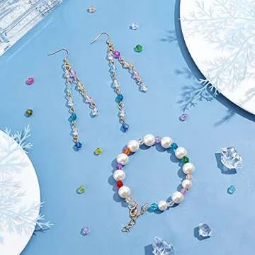 PH PandaHall 2160pcs 6mm Crystal Beads Bicone Bracelet Beads Faceted Acrylic Beads 24 Colors Rainbow Loose Craft Beads for Bracelet Necklace Earring Keychain Jewelry Making Flower Bags Decoration