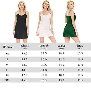 Miqieer Women Lingerie Satin Chemise Nightgown Sexy Full Slips Sleepwear (V-Black,Small)
