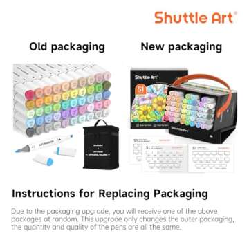 Shuttle Art Pastel Alcohol Markers Set - Dual Tip Brush & Chisel Tip, 51 Colors with Case