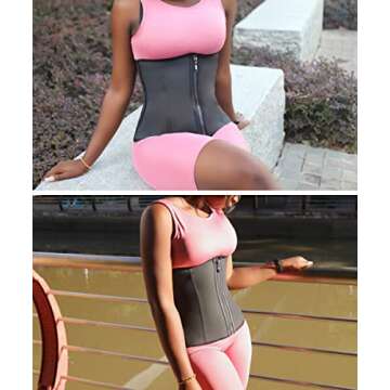 ASHLONE Latex Waist Trainer Corset Underbust Sport Cincher Womens Workout Body Shaper Black