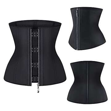 ASHLONE Latex Waist Trainer Corset Underbust Sport Cincher Womens Workout Body Shaper Black