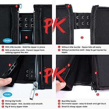 ASHLONE Latex Waist Trainer Corset Underbust Sport Cincher Womens Workout Body Shaper Black